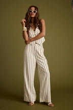 Diane White Striped Trousers