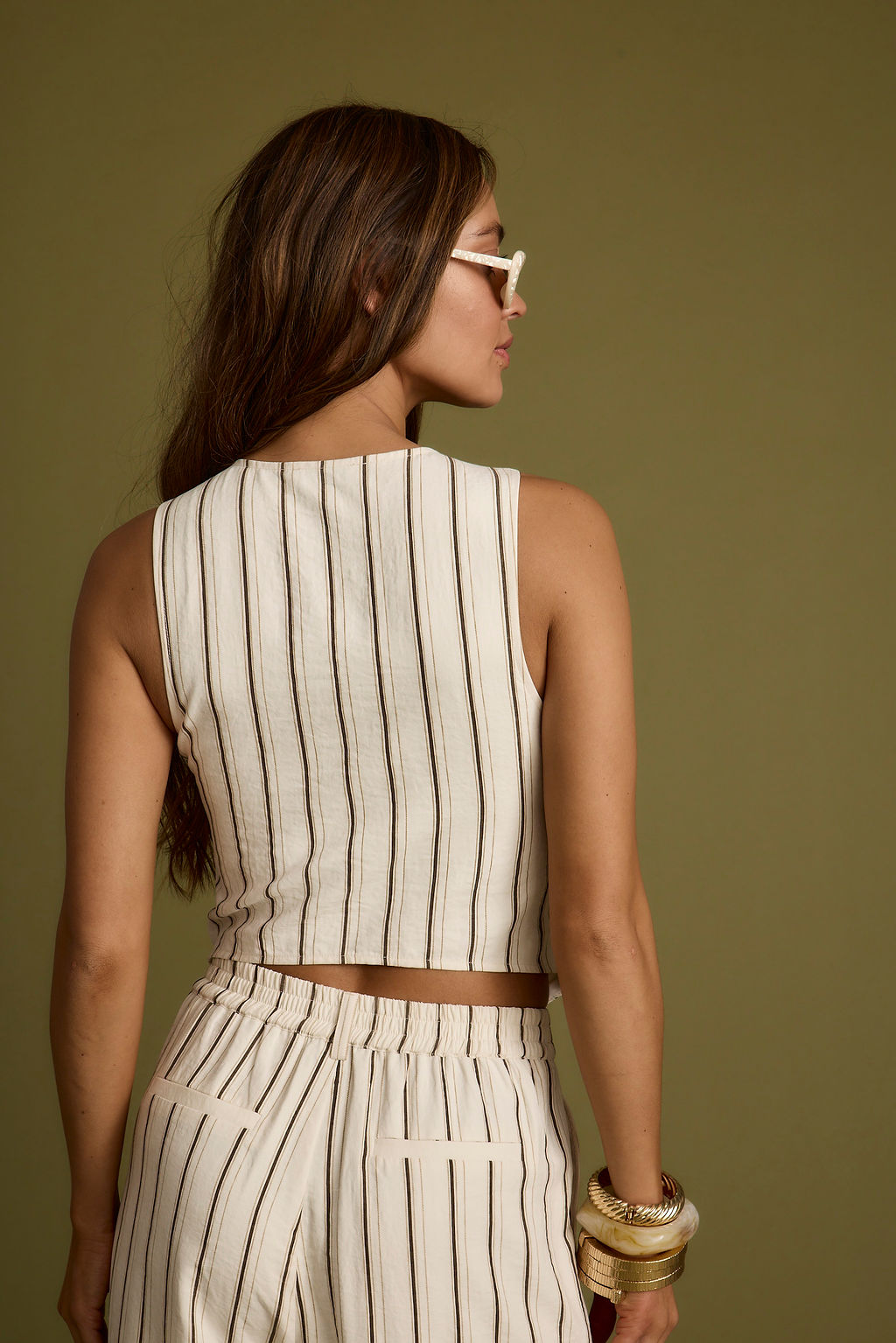 Diane White Striped Vest