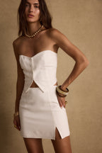 Diane White Strapless Linen Top