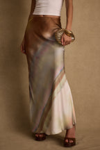 Dolce Golden Ombre Satin Maxi Skirt