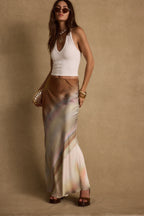 Dolce Golden Ombre Satin Maxi Skirt