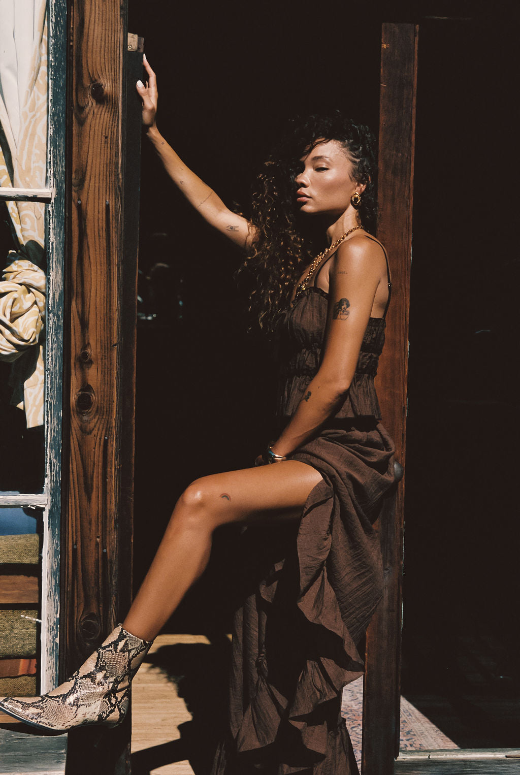 Dahlia Brown Maxi Skirt