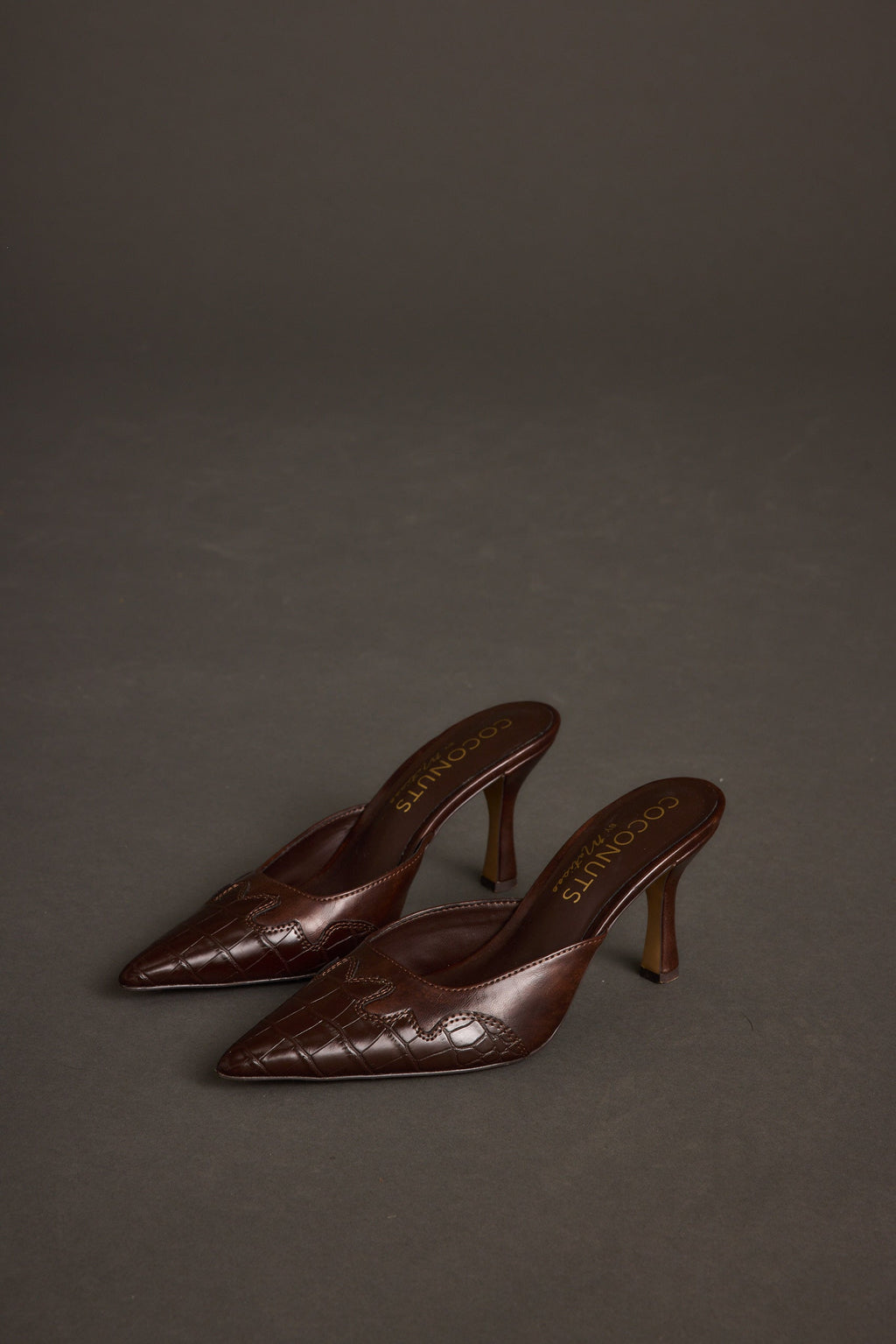 Delaney Espresso Western Croc Heel