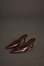 Delaney Espresso Western Croc Heel