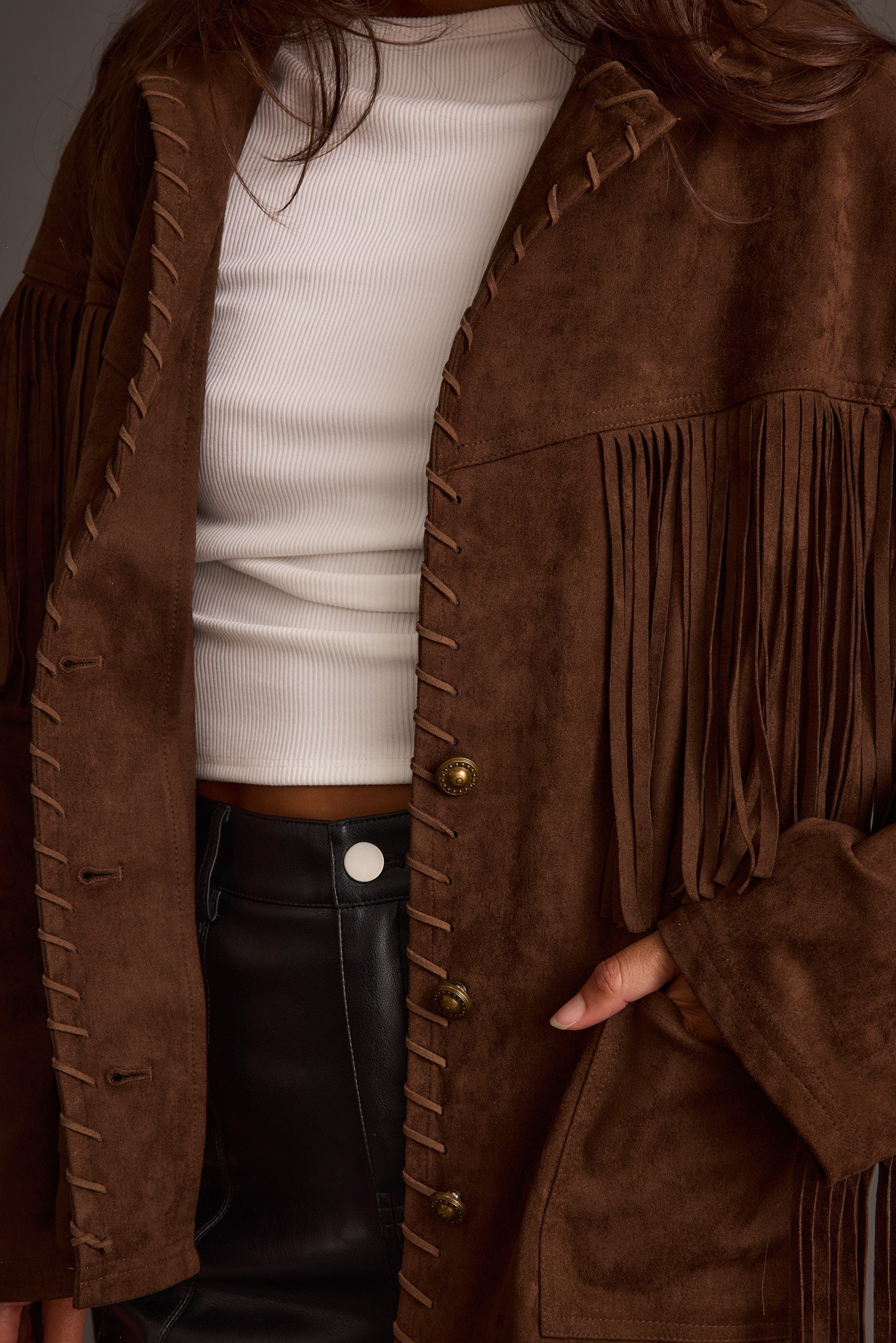 Devon Mocha Vegan Suede Shacket