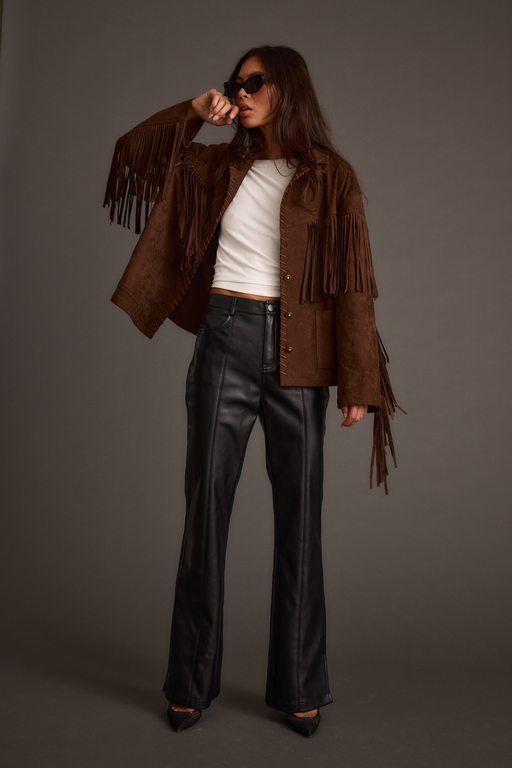 Devon Mocha Vegan Suede Shacket