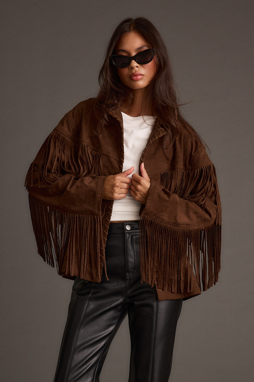 Devon Mocha Vegan Suede Shacket