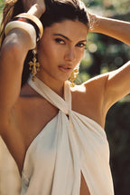 Devoted Gold Cross Pearl Earrings