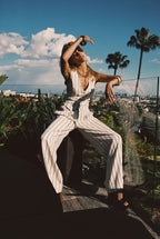 Diane White Striped Trousers