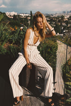 Diane White Striped Trousers