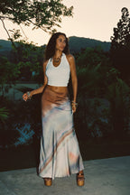 Dolce Golden Ombre Satin Maxi Skirt