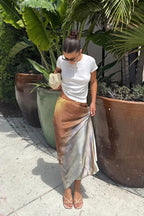 Dolce Golden Ombre Satin Maxi Skirt