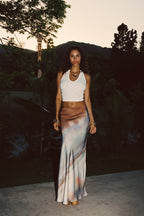 Dolce Golden Ombre Satin Maxi Skirt