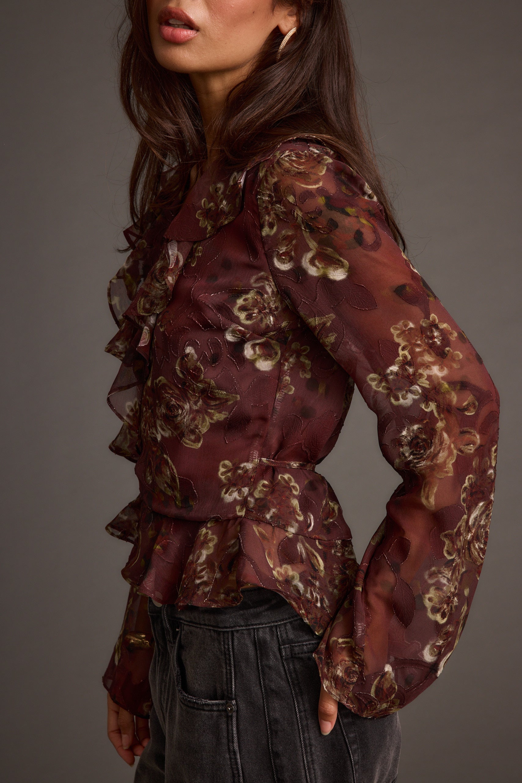 Dominique Plum Floral Blouse