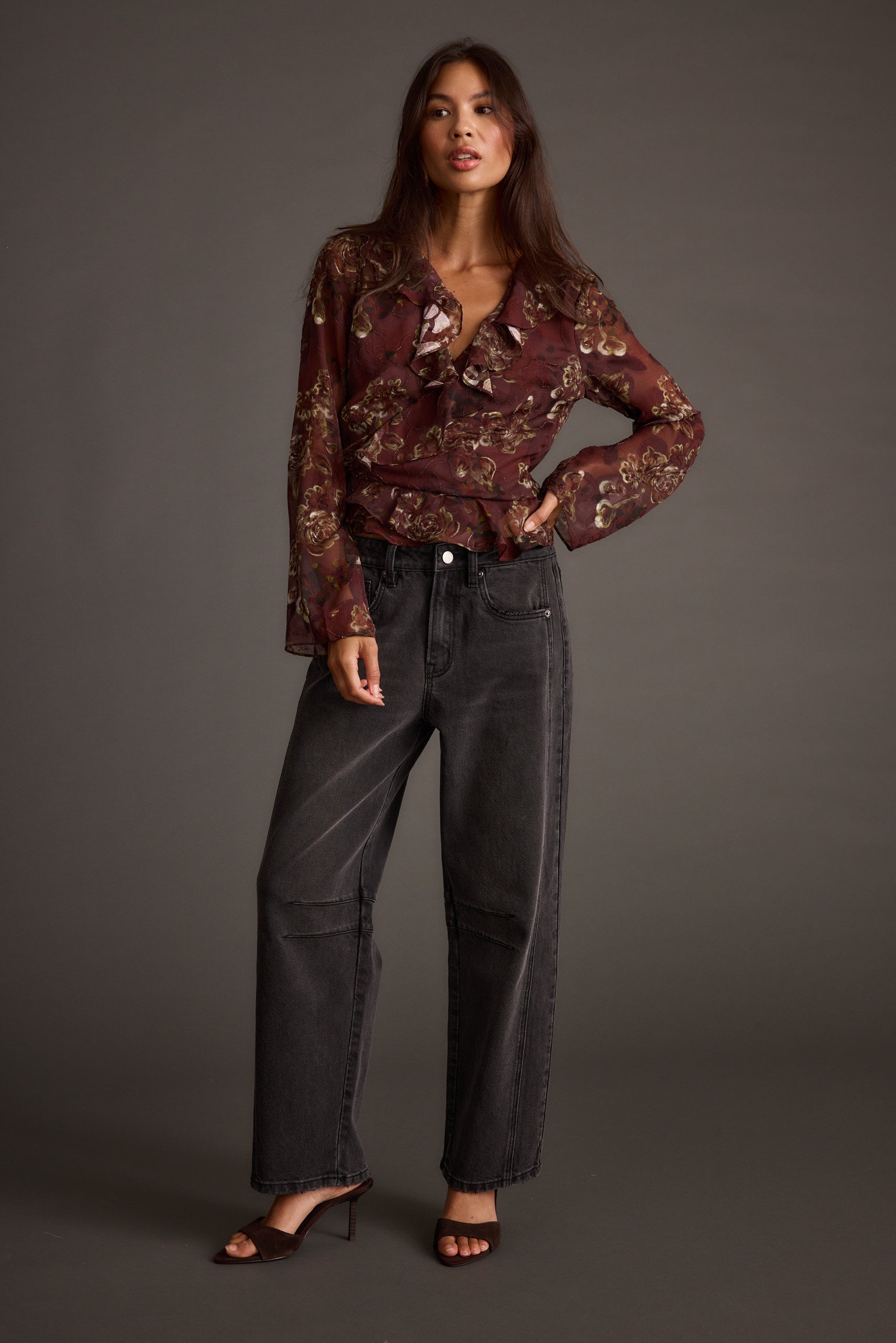 Dominique Plum Floral Blouse
