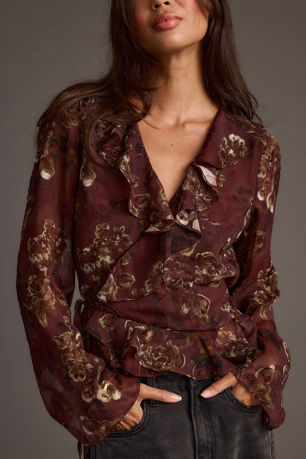 Dominique Plum Floral Blouse