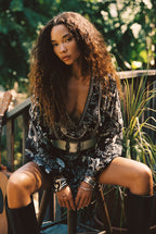 Donna Black And White Floral Mini Dress