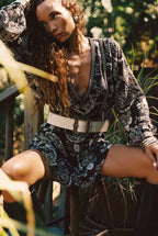 Donna Black And White Floral Mini Dress