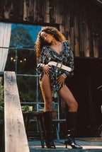 Donna Black And White Floral Mini Dress