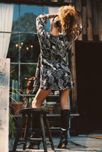 Donna Black And White Floral Mini Dress