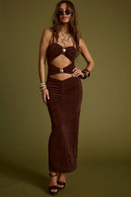 Elena Brown Slinky Dress