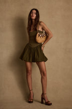 Eternal Olive Bubble Hem Mini Dress