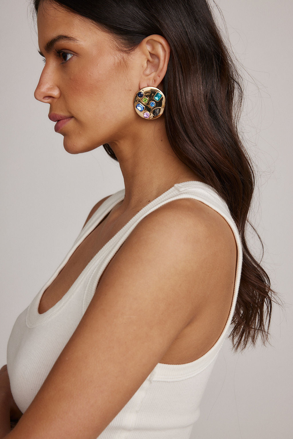 Evie Multicolored Gold Circle Earrings