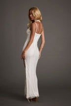 Ezmerelda White Rhinestone Fringe Dress