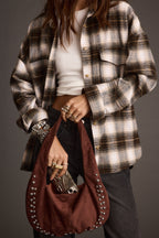 Emery Mocha Studded Faux Suede Bag