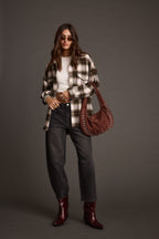 Emery Mocha Studded Faux Suede Bag