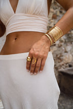 Evelina Gold Textured Open Oval Ring