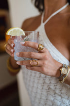 Evelina Gold Textured Open Oval Ring