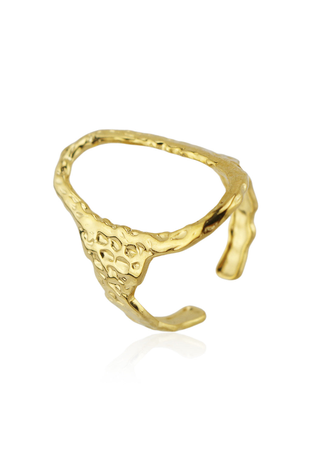 Evelina Gold Textured Open Oval Ring