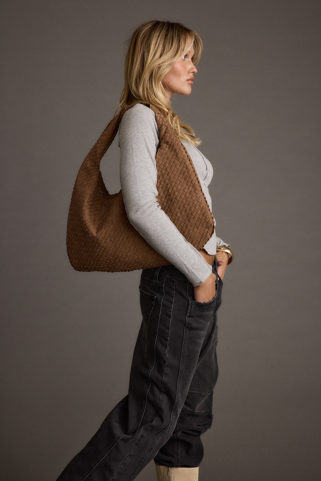 Faye Mocha Suede Hobo Bag