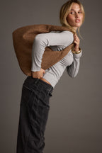 Faye Mocha Suede Hobo Bag