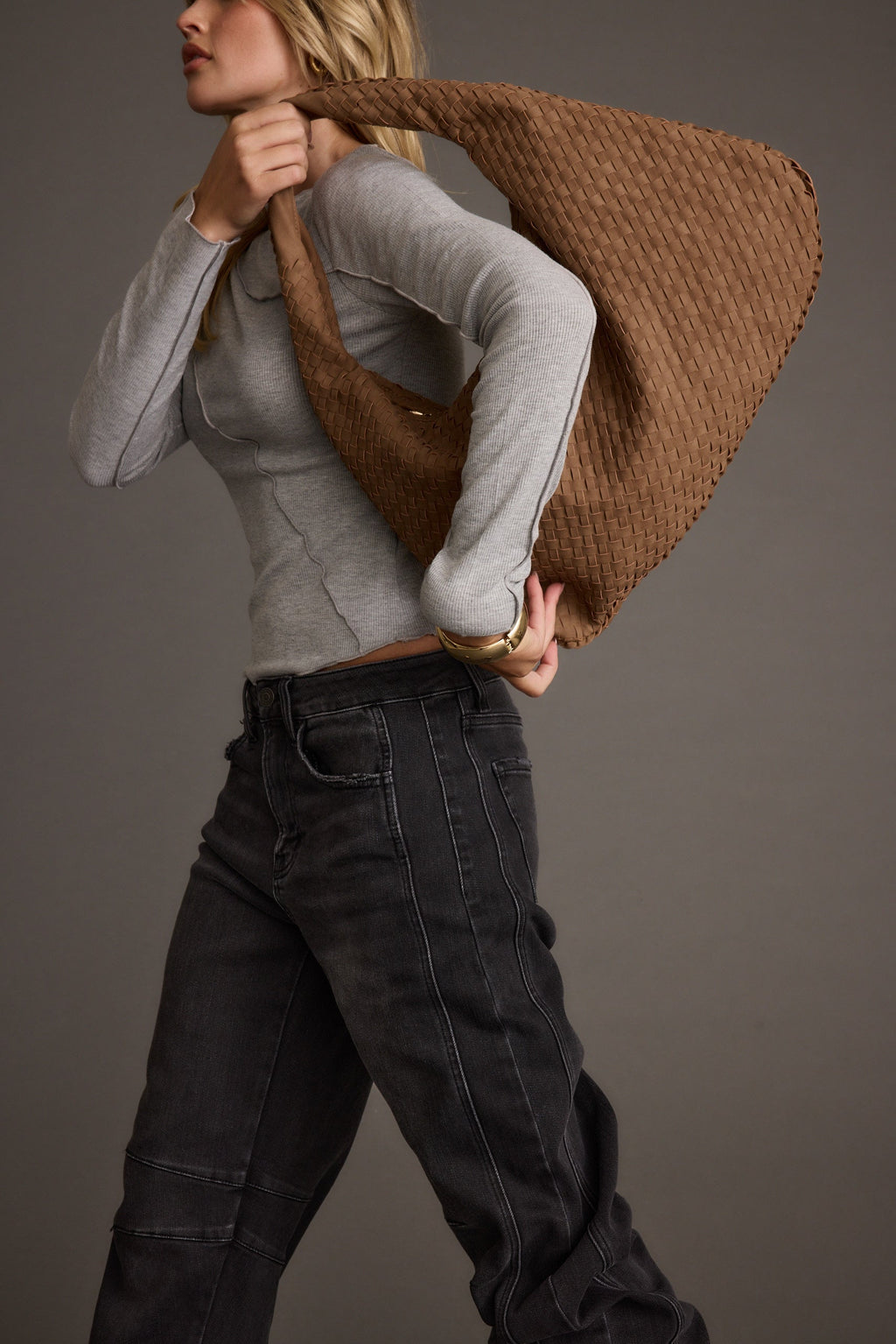 Faye Mocha Suede Hobo Bag