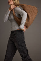 Faye Mocha Suede Hobo Bag