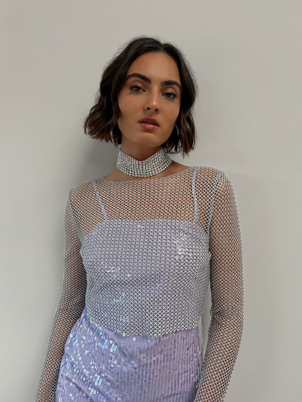 Hands Off Silver Rhinestone Top