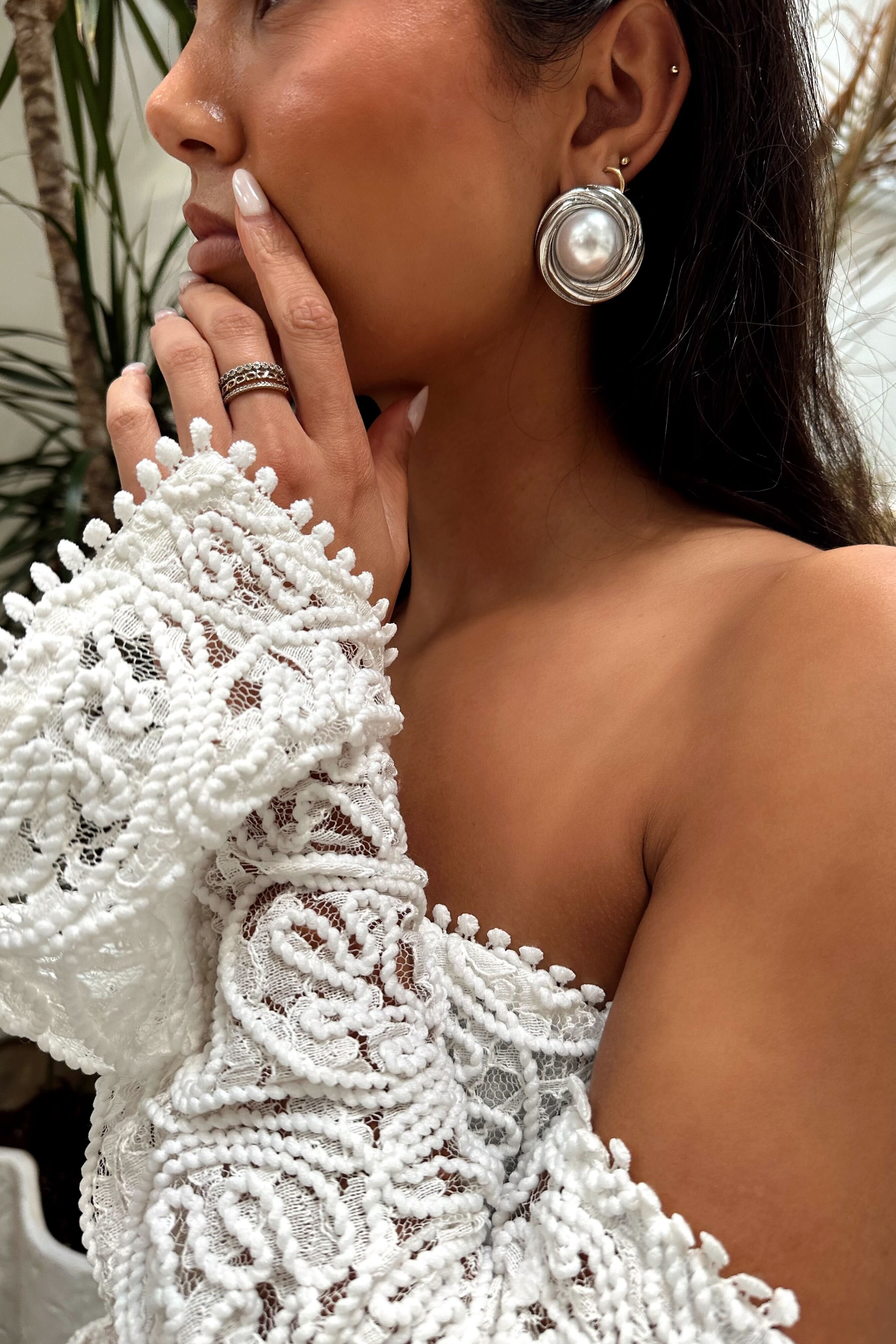 Banks Silver Pearl Statement Earrings