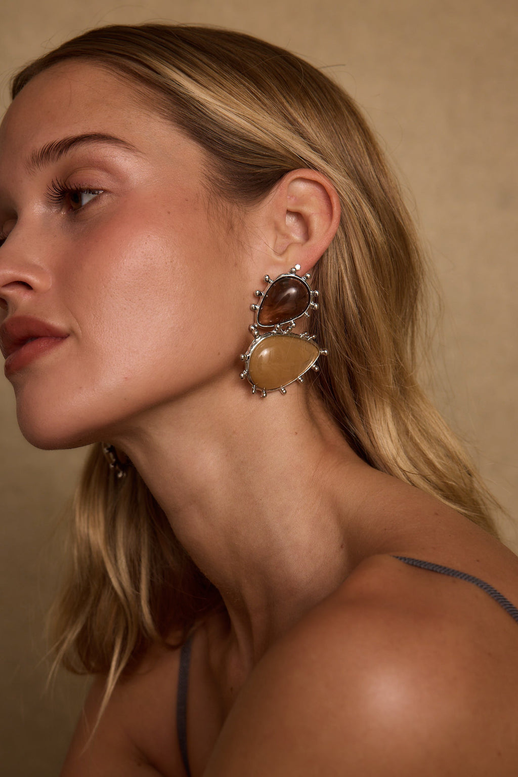 Fauna Gold and Stone Statement Earrings