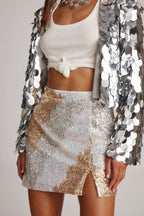 Genevieve Ivory Multi Sequin Mini Skirt