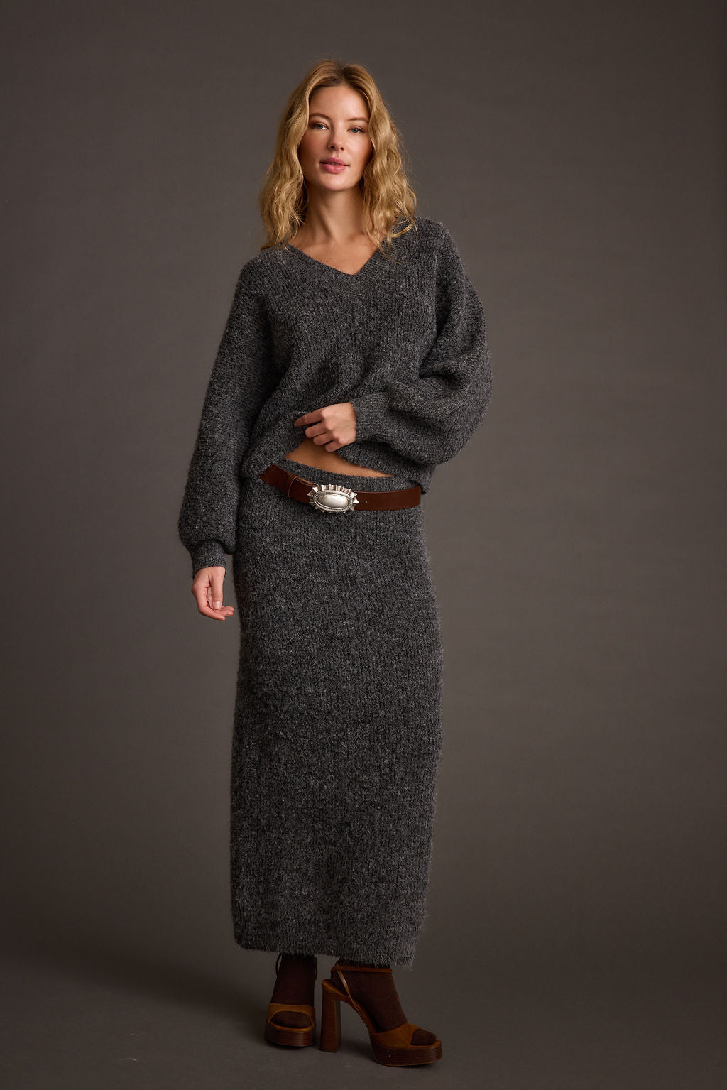 Alpine Charcoal Sweater Maxi Skirt