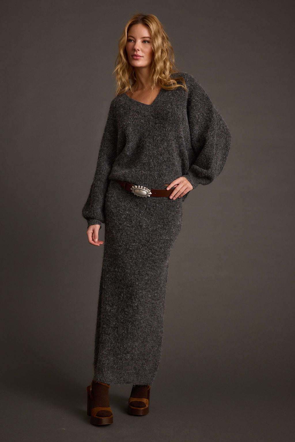 Alpine Charcoal Sweater Maxi Skirt