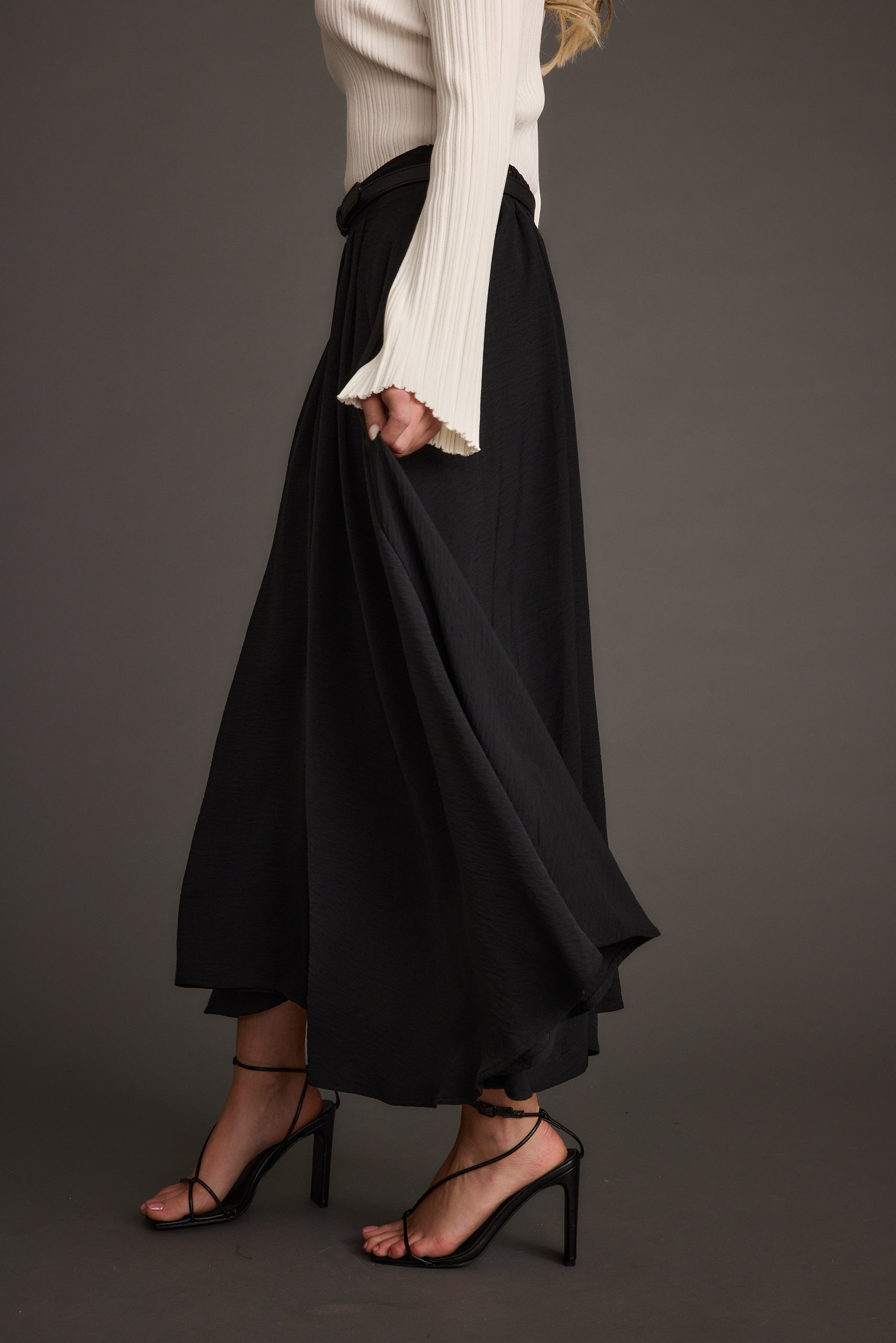 Gloria Black Midi Skirt
