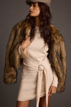 Grayden Cream Belted Mini Dress