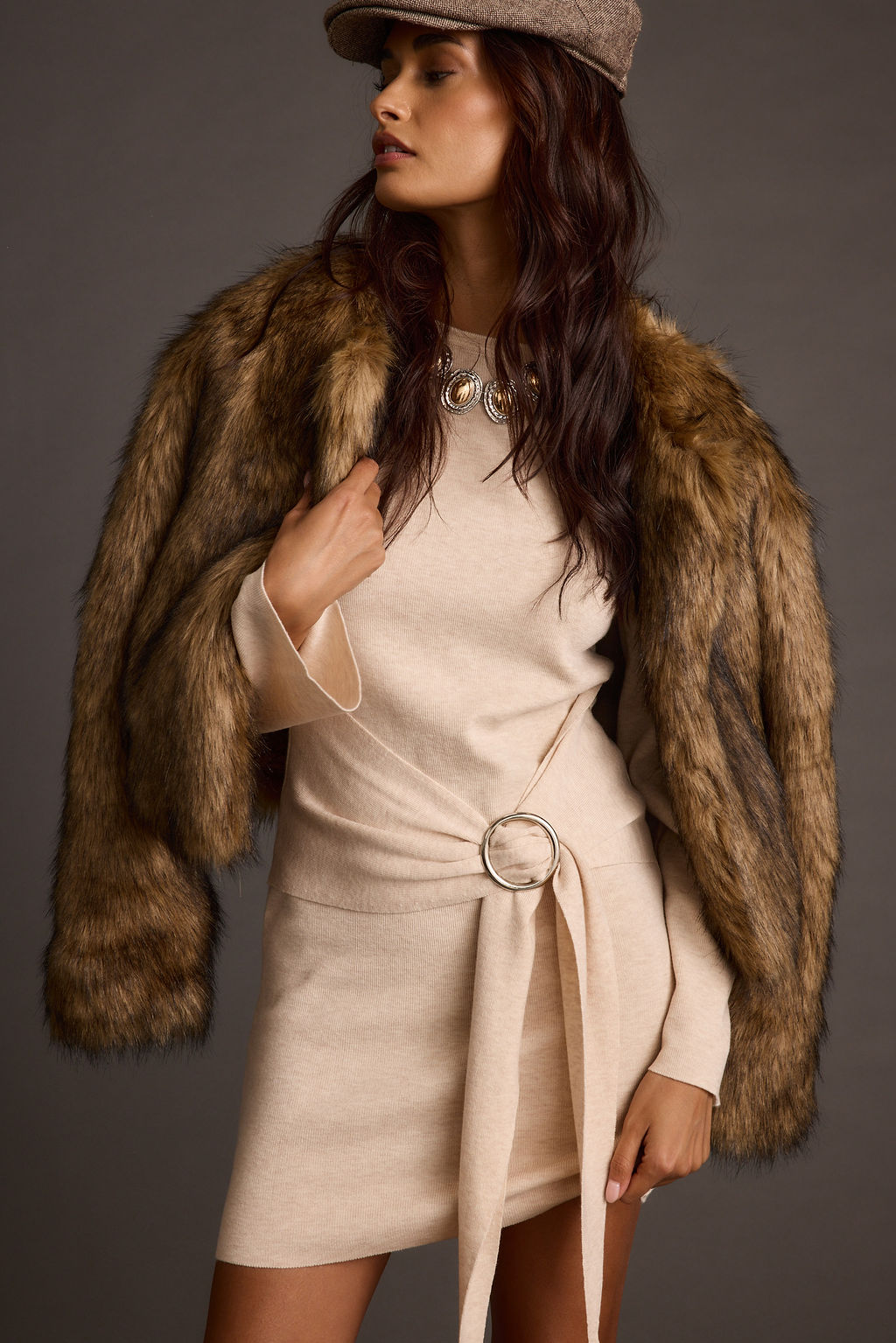 Grayden Cream Belted Mini Dress