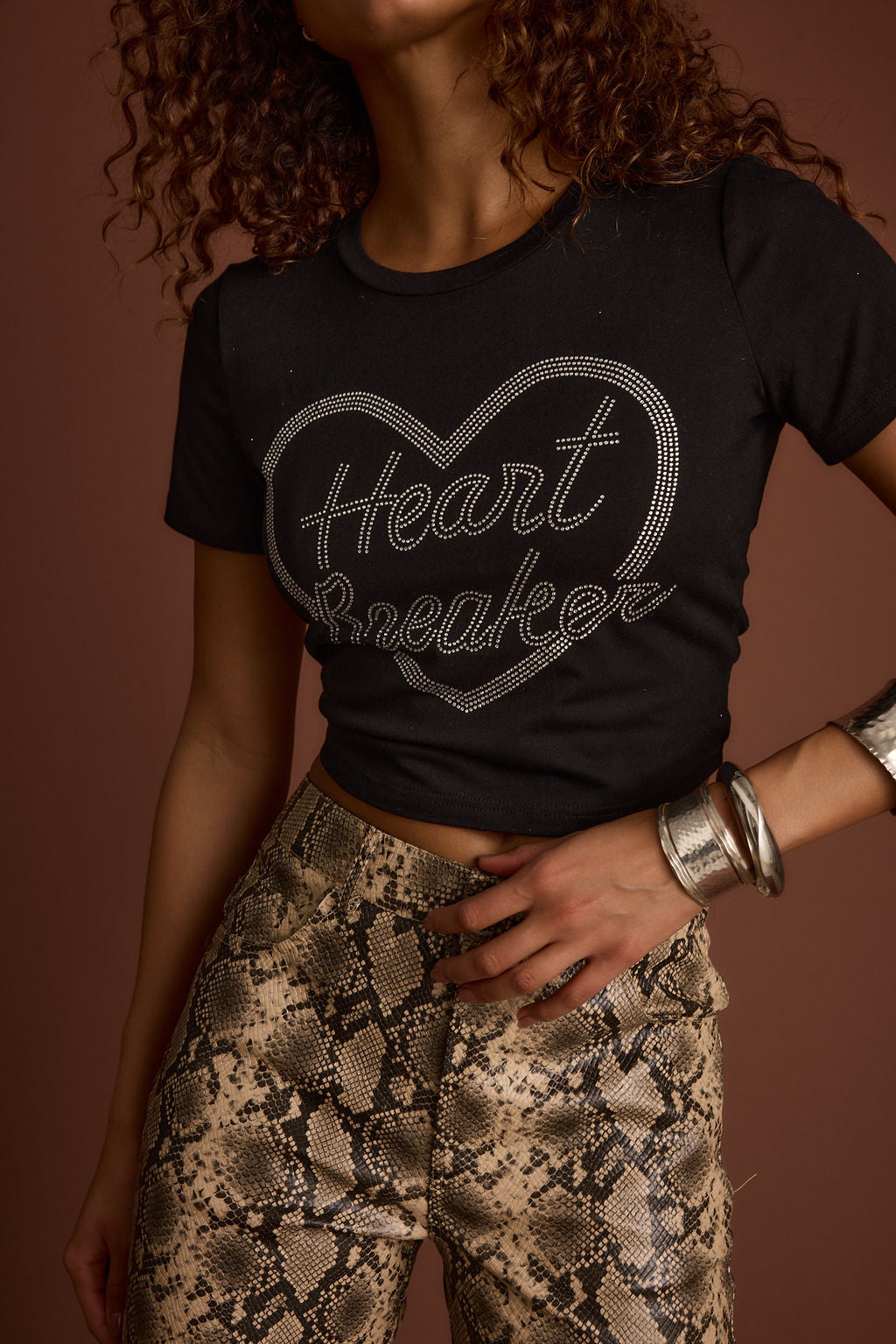 Heartbreaker Black Rhinestone Graphic Tee