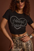 Heartbreaker Black Rhinestone Graphic Tee