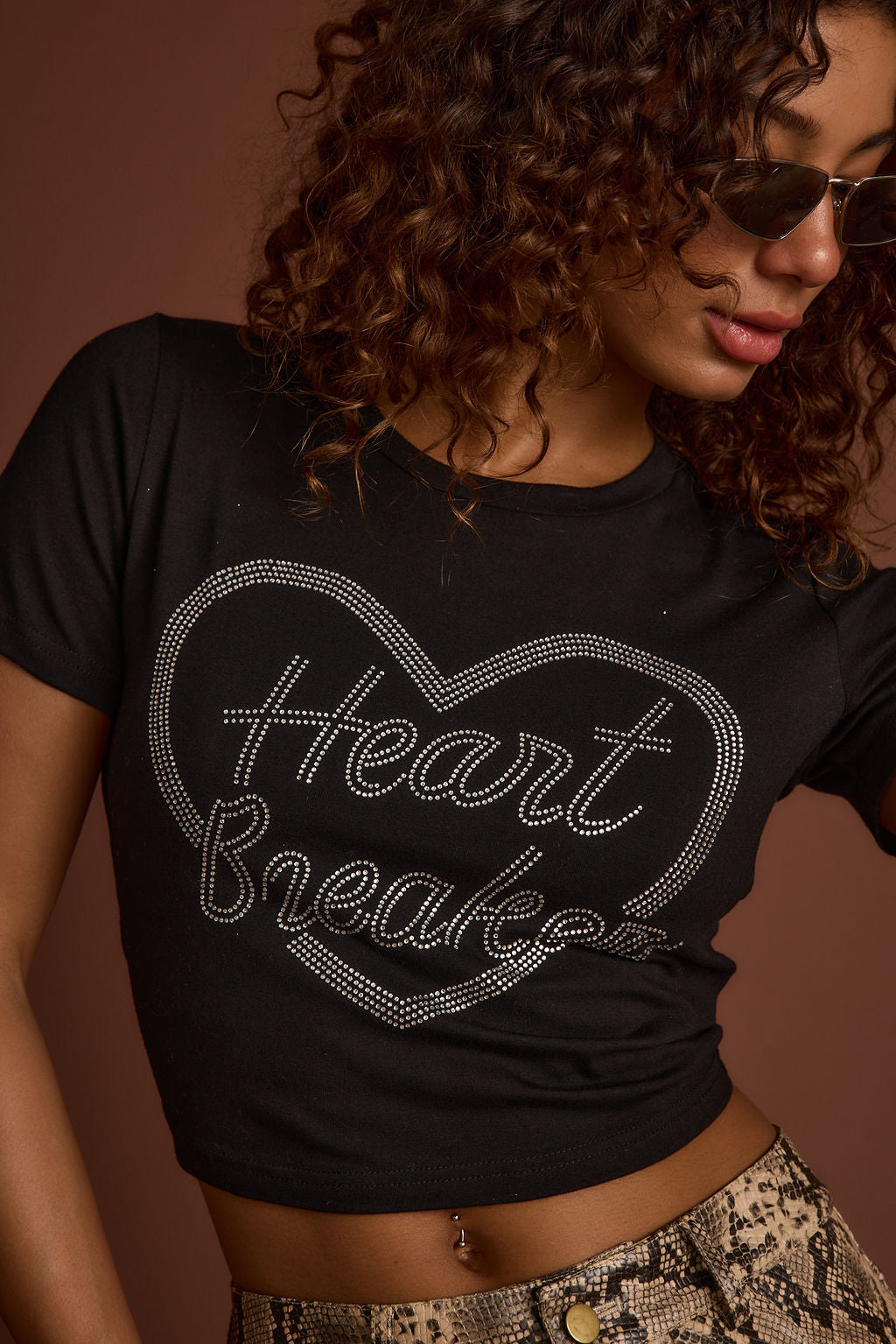 Heartbreaker Black Rhinestone Graphic Tee