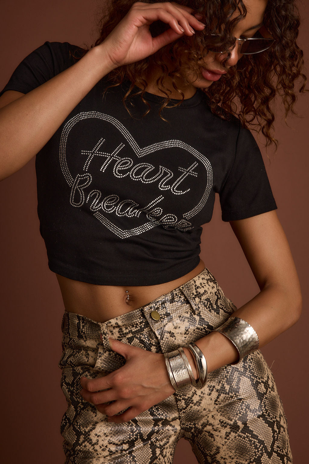 Heartbreaker Black Rhinestone Graphic Tee